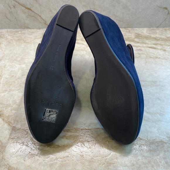 Coclico Kiera Blue Suede Wedge Booties - Picture 5 of 6